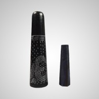 4 Inch Black Chillum With Om / Leaf  Design Sticker