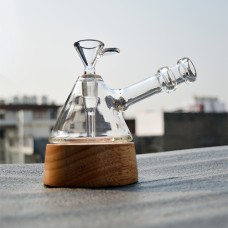 6 inch Diffuser Glass Bong With Wooden Base