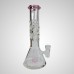 12 inch Diffuser Beaker-Style Pink Detailing and Beaker Base Glass Water Bong