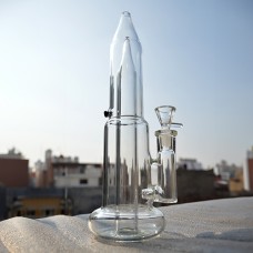 13 Inch Rocket Design Transparent Diffuser Heavy Glass Bong 